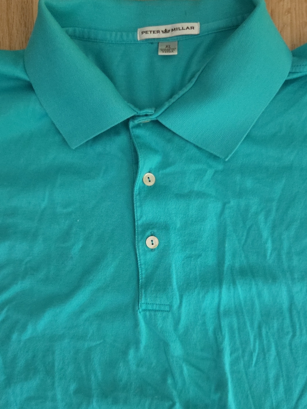 Peter Millar Men's Solid Cotton Pique Polo Shirt Teal Turquoise Green Blue XL